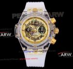 Replica ZF Hublot Big Bang Sapphire Case Yellow Dial Transparent Rubber Strap Swiss Watch